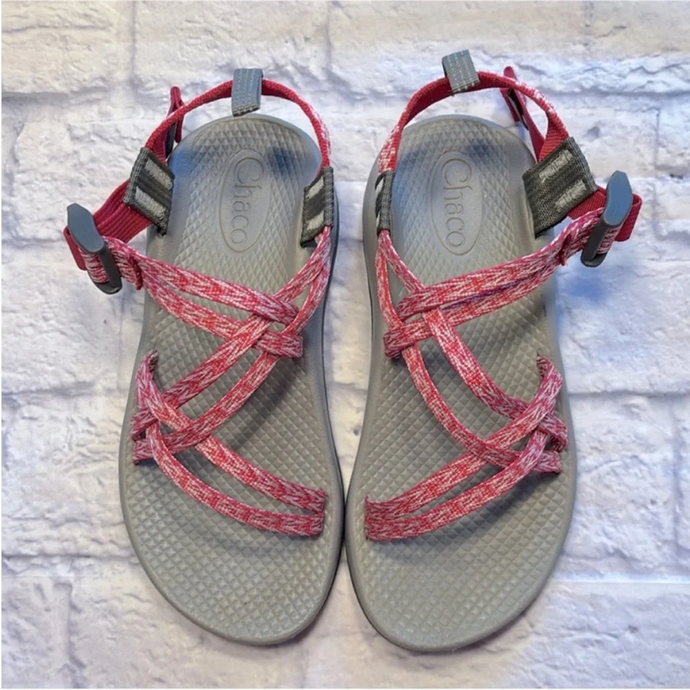 Chaco Girls ZX/1 Ecotread Sport Sandals Pink and Gray Like New Kids Size 3